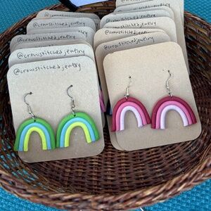 rainbow clay earrings
